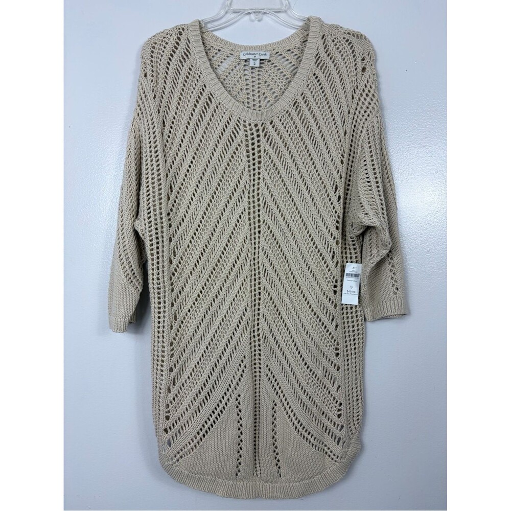 Coldwater Creek Piontelle Crochet Openwork Tunic sweater sz 16